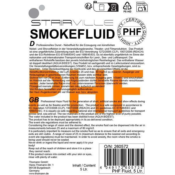 Рідина для хейзера Stairville PHF Pro Haze Fluid 5L 260572 фото
